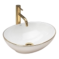 REA-U3287 - Lavabo da appoggio SOFIA 34,5x41 cm in ceramica/bianco lucido/oro