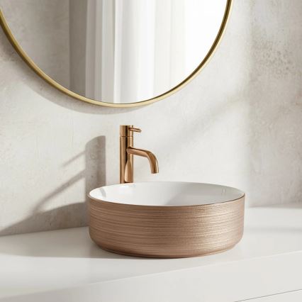 REA-U3303 - Vasque à poser SAMI Ø 37 cm céramique/blanc/doré