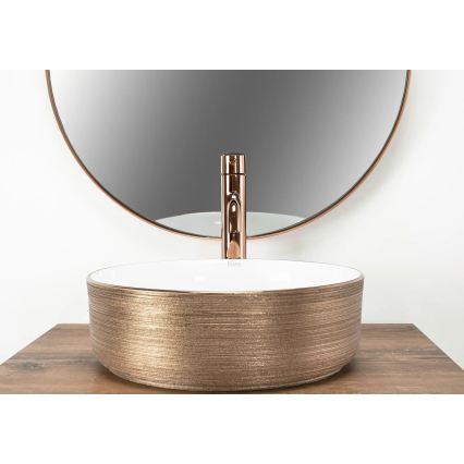 REA-U3303 - Vasque à poser SAMI Ø 37 cm céramique/blanc/doré