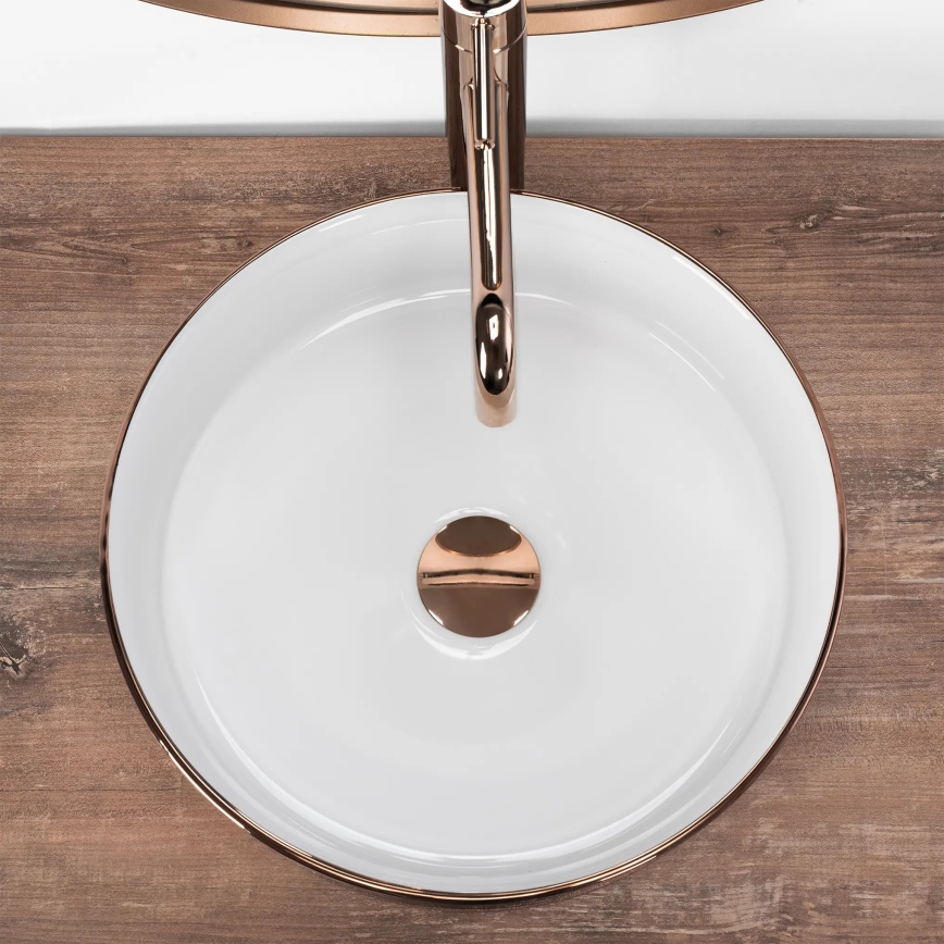 REA-U3303 - Vasque à poser SAMI Ø 37 cm céramique/blanc/doré