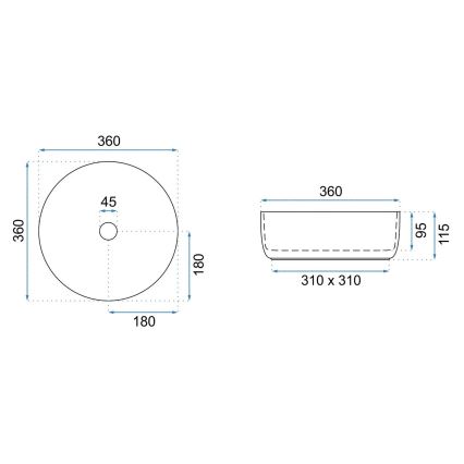 REA-U3303 - Vasque à poser SAMI Ø 37 cm céramique/blanc/doré