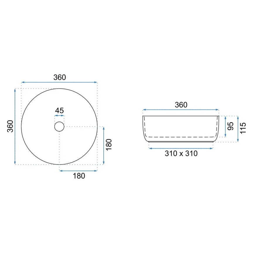 REA-U3303 - Vasque à poser SAMI Ø 37 cm céramique/blanc/doré