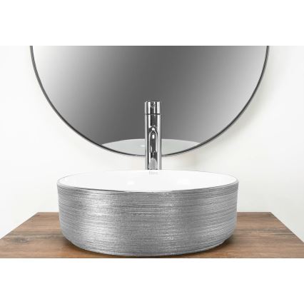 REA-U3304 - Lavabo da appoggio SAMI Ø 36 cm ceramica/bianco/argento
