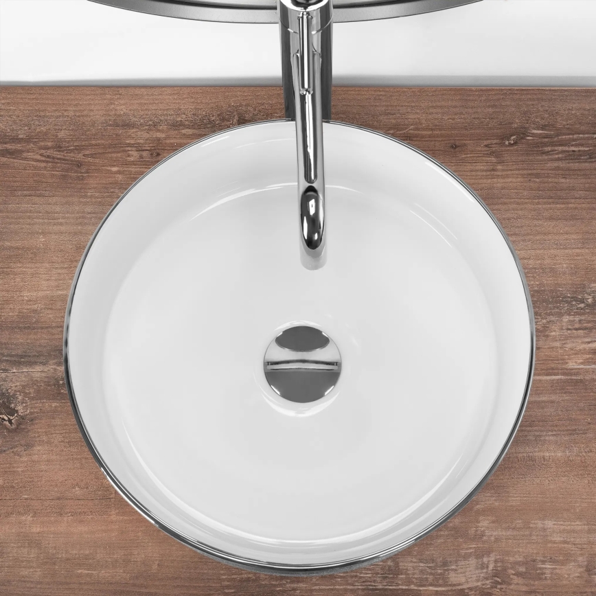 REA-U3304 - Vasque à poser SAMI Ø 36 cm, céramique / blanc / argenté
