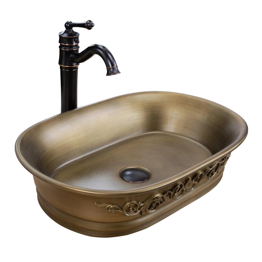 REA-U3305 -  Lavabo à poser WILMA RUSTIC 38x55 cm céramique/cuivré