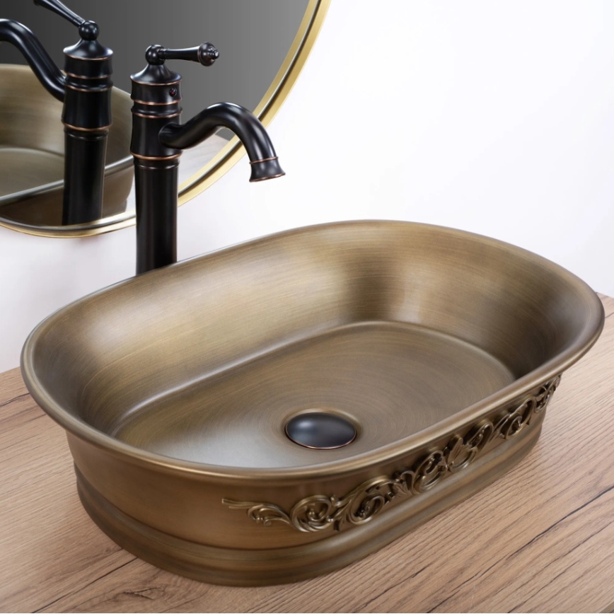 REA-U3305 -  Lavabo à poser WILMA RUSTIC 38x55 cm céramique/cuivré