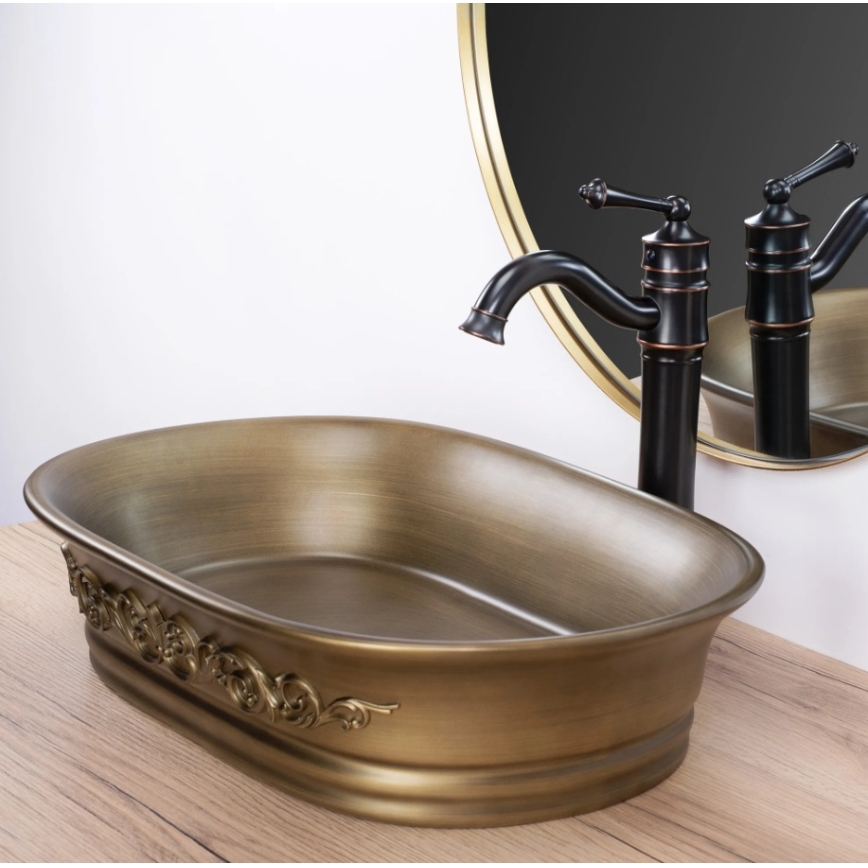 REA-U3305 -  Lavabo da appoggio WILMA RUSTIC 38x55 cm ceramica/rame
