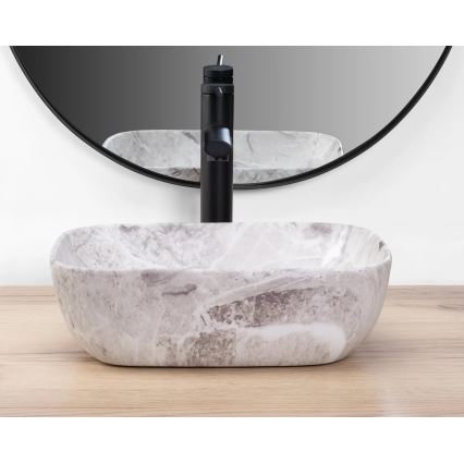 REA-U3321 - Lavabo da appoggio BELINDA MINI 25x36 cm, ceramica, grigio effetto pietra