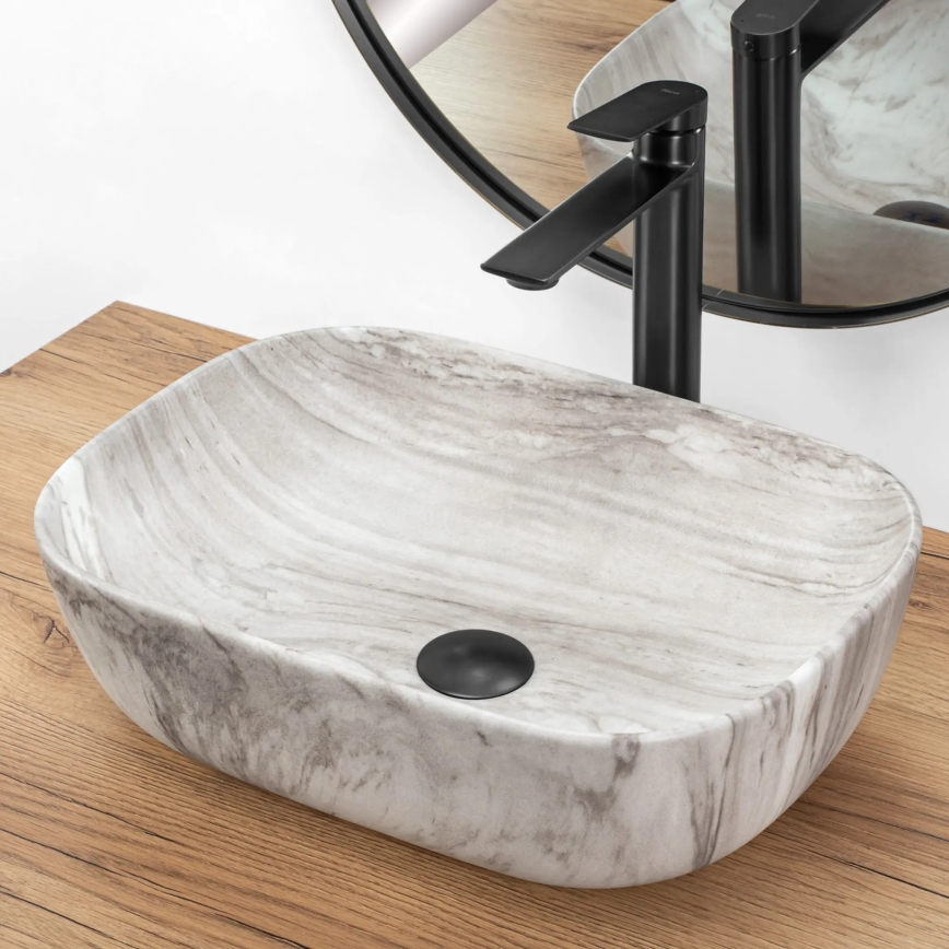 REA-U3324 - Lavabo à poser BELINDA 33x46 cm céramique/gris/aspect pierre