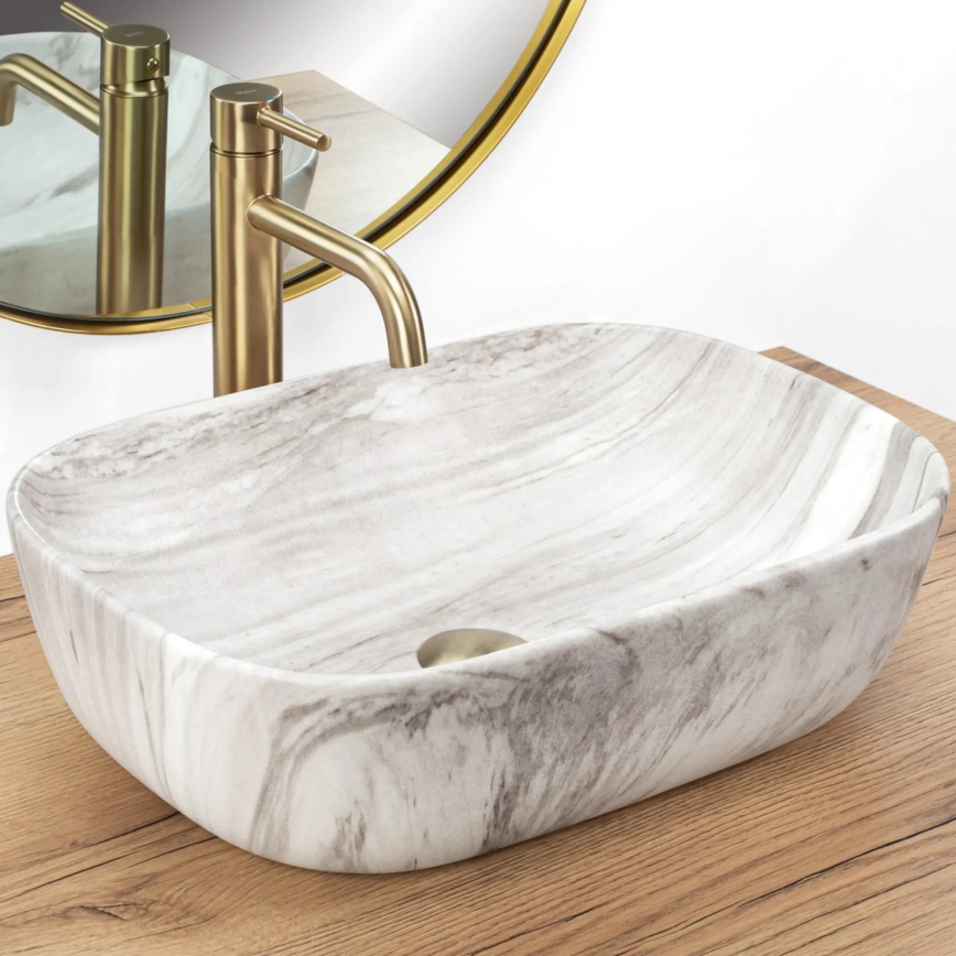 REA-U3324 - Lavabo à poser BELINDA 33x46 cm céramique/gris/aspect pierre
