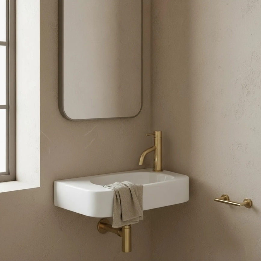 REA-U3610 - Aufsatz-/Wandwaschbecken ODETTA 25x51 cm Keramik/hochglanzweiß