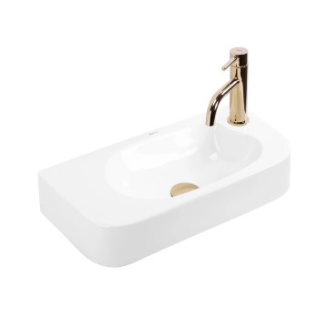 REA-U3610 - Lavabo da appoggio/sospeso ODETTA 25x51 cm in ceramica/bianco lucido