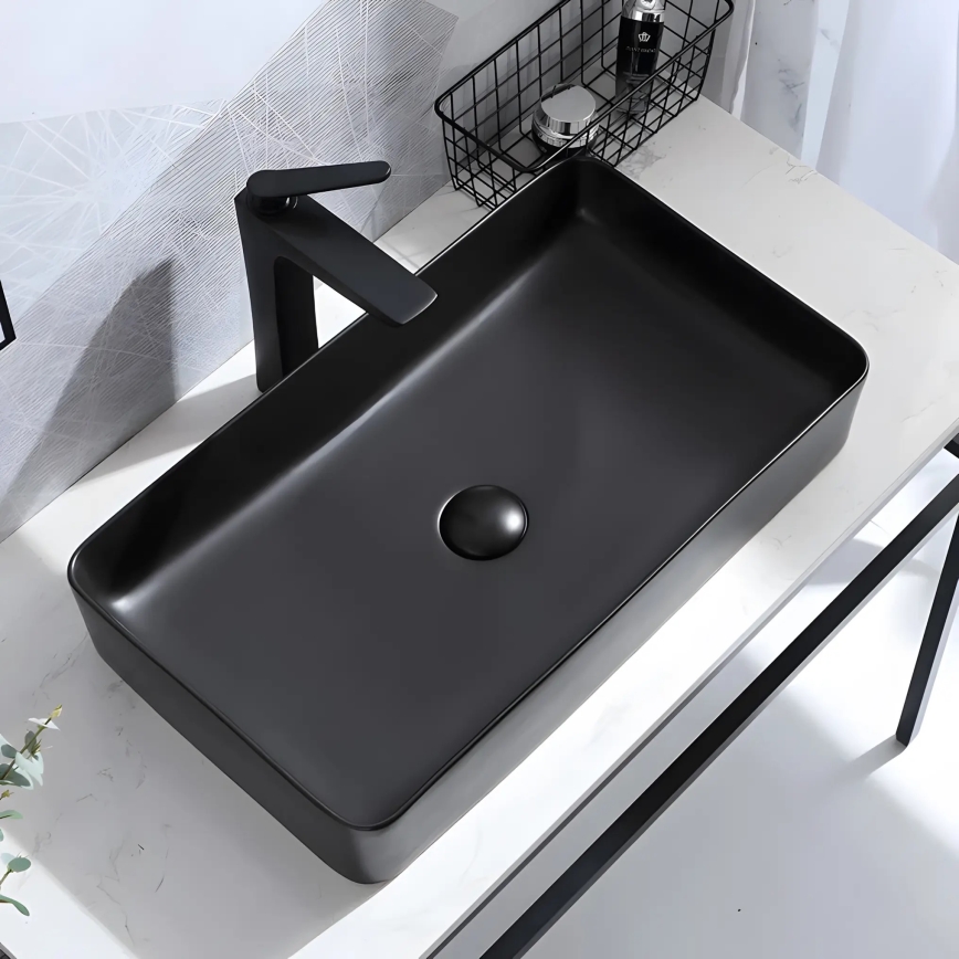 REA-U3690 - Aufsatzwaschbecken DENIS 35x61 cm, Keramik, matt-schwarz