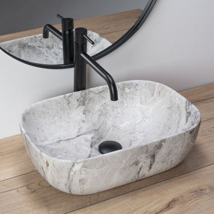 REA-U3800 - Aufsatzwaschbecken LIVIA 33,5x46,5 cm Keramik/Grau/Steinoptik