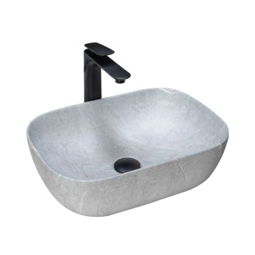 REA-U3801 - Aufsatzwaschbecken LIVIA 33,5x46,5 cm Keramik/Grau/Steinoptik