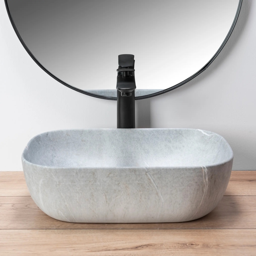 REA-U3801 - Aufsatzwaschbecken LIVIA 33,5x46,5 cm Keramik/Grau/Steinoptik