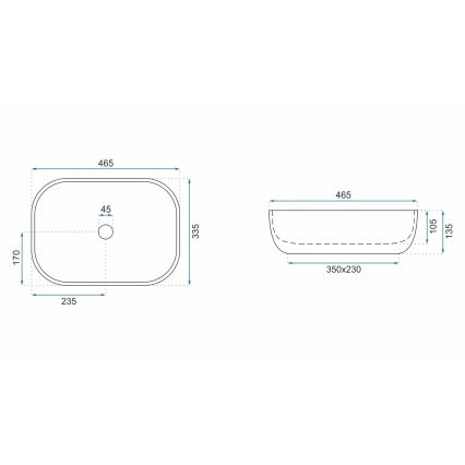 REA-U3801 - Aufsatzwaschbecken LIVIA 33,5x46,5 cm Keramik/Grau/Steinoptik