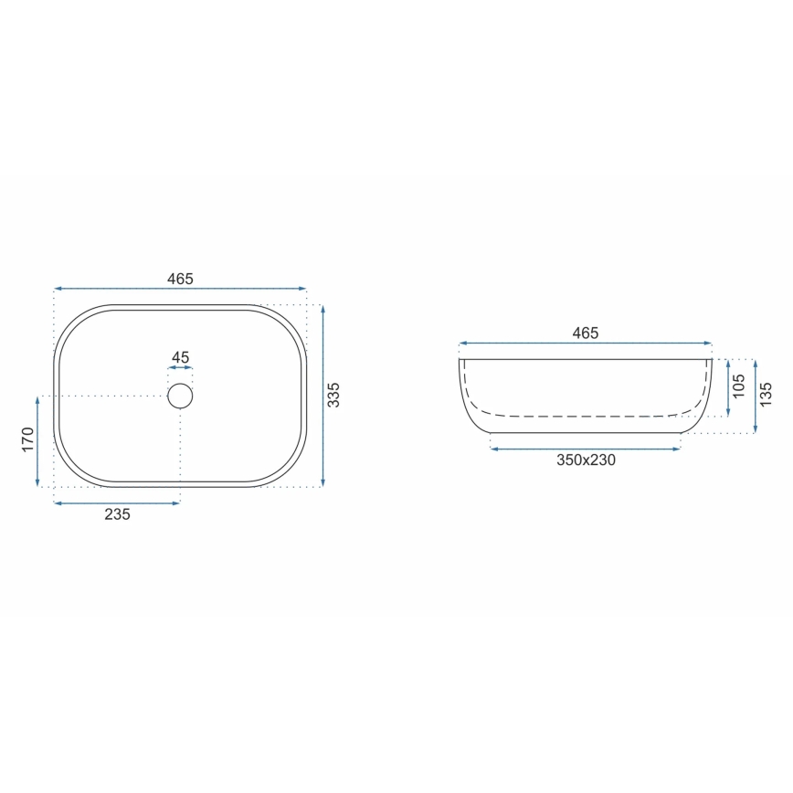 REA-U3801 - Aufsatzwaschbecken LIVIA 33,5x46,5 cm Keramik/Grau/Steinoptik