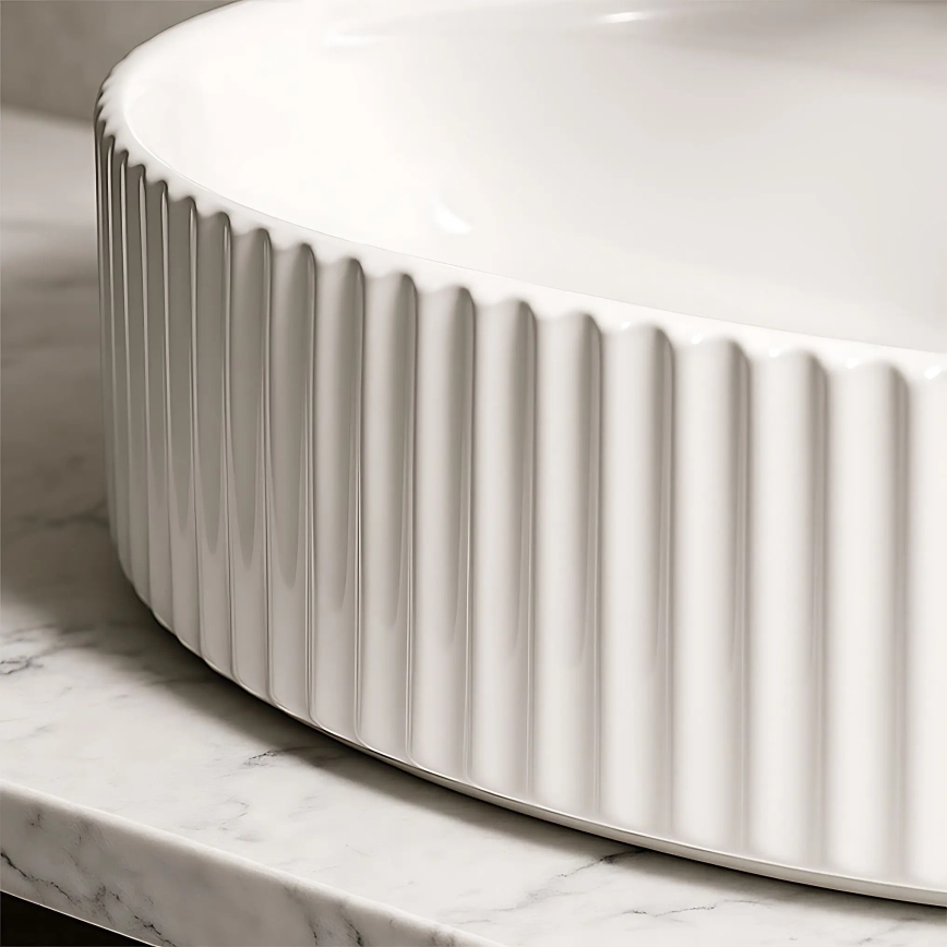 REA-U4002 - Lavabo da appoggio MARCELA 37x60 cm in ceramica, bianco lucido
