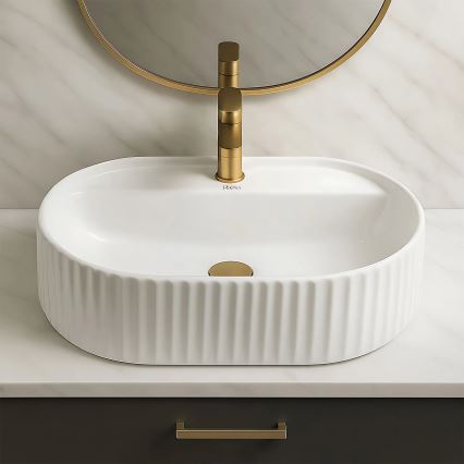 REA-U4003 - Aufsatzwaschbecken MARCELA 35,5x50 cm Keramik/glänzend weiß