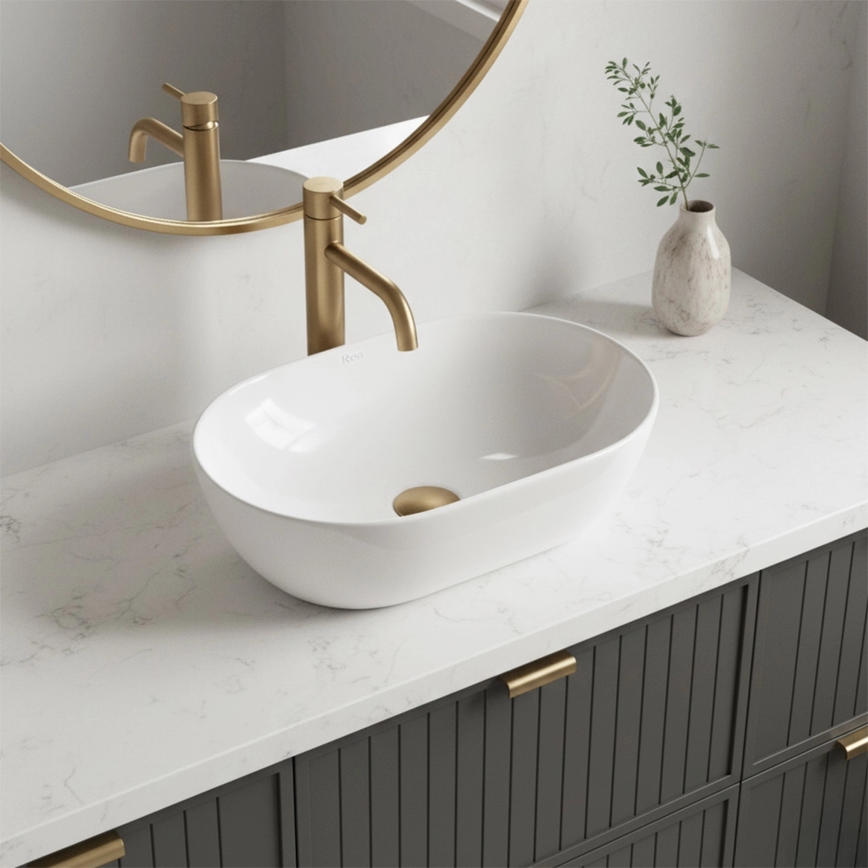 REA-U4330 - Lavabo da appoggio AMELIA 31x45 cm ceramica/bianco lucido