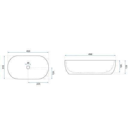 REA-U4330 - Lavabo da appoggio AMELIA 31x45 cm ceramica/bianco lucido