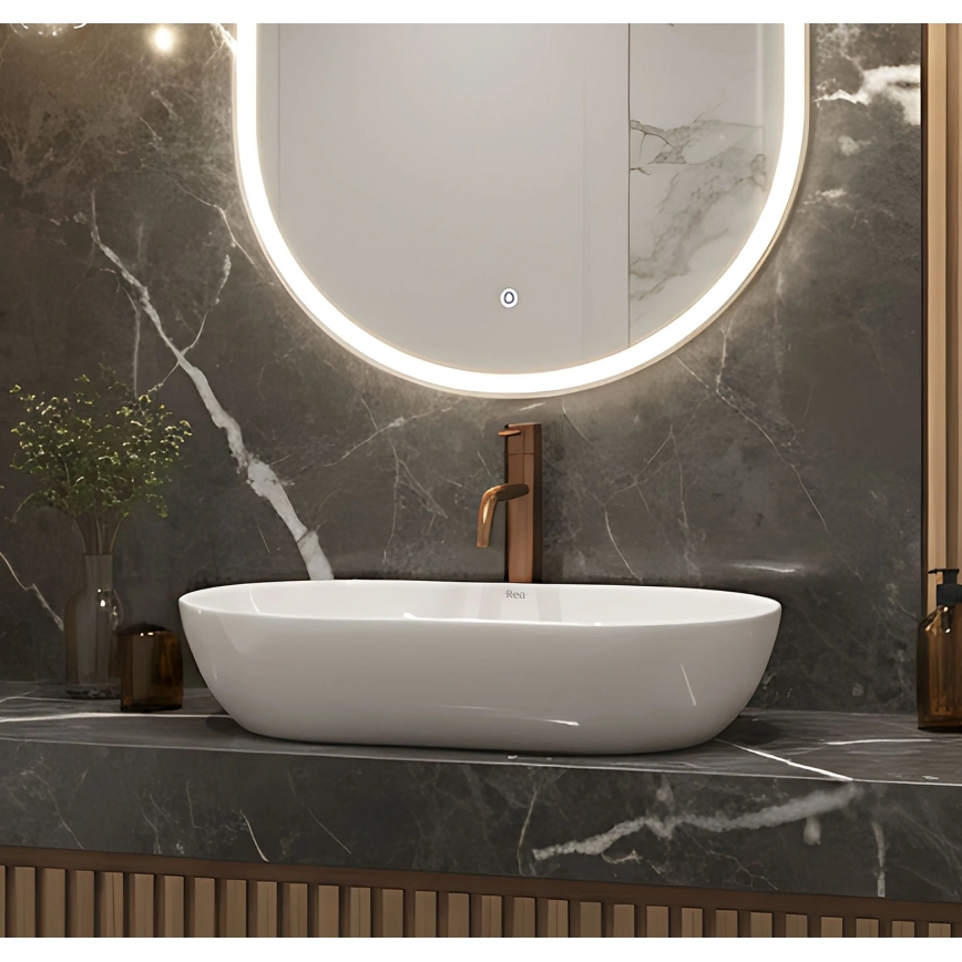 REA-U4331 - Lavabo da appoggio AMELIA 32,5x52 cm ceramica/bianco lucido