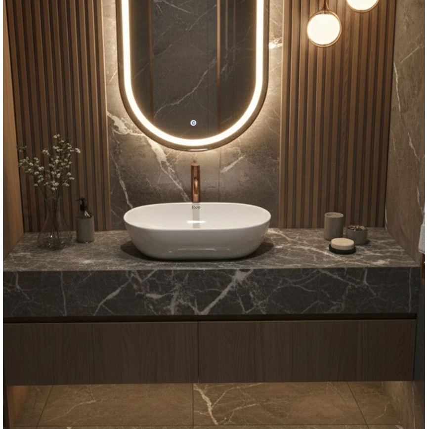 REA-U4331 - Lavabo da appoggio AMELIA 32,5x52 cm ceramica/bianco lucido