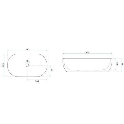 REA-U4331 - Lavabo da appoggio AMELIA 32,5x52 cm ceramica/bianco lucido
