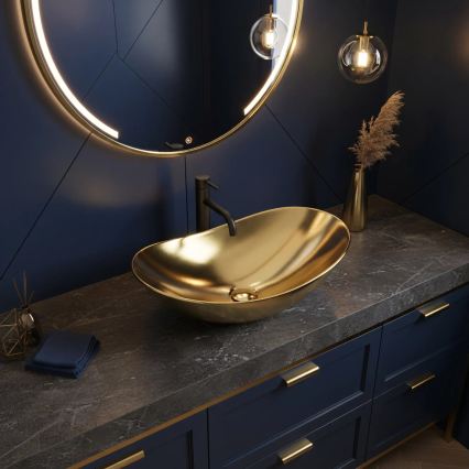 REA-U4545 - Lavabo da appoggio ROYAL 36x60,5 cm ceramica/oro