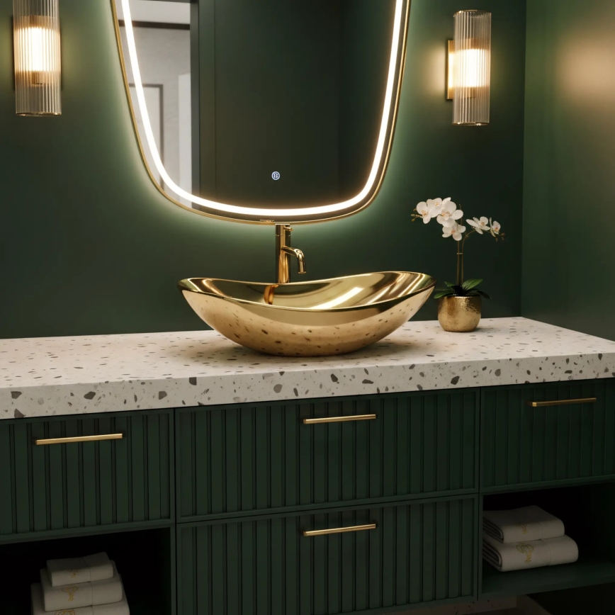 REA-U4545 - Lavabo da appoggio ROYAL 36x60,5 cm ceramica/oro