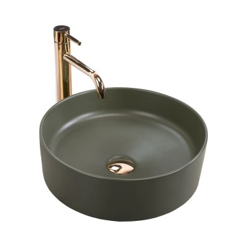 REA-U4567 - Vasque à poser SAMI Ø 37 cm en céramique, vert mat