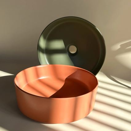 REA-U4567 - Vasque à poser SAMI Ø 37 cm en céramique, vert mat