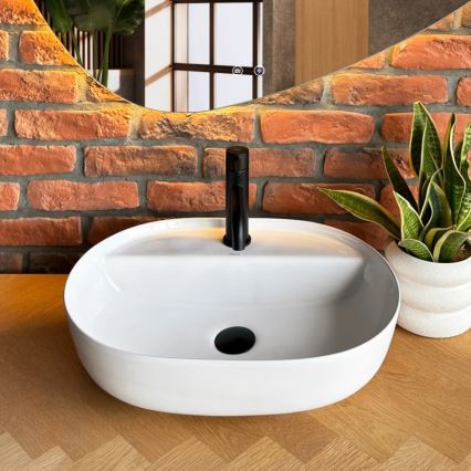 REA-U4620 - Lavabo da appoggio AURA 38,5x50,5 cm ceramica/bianco lucido