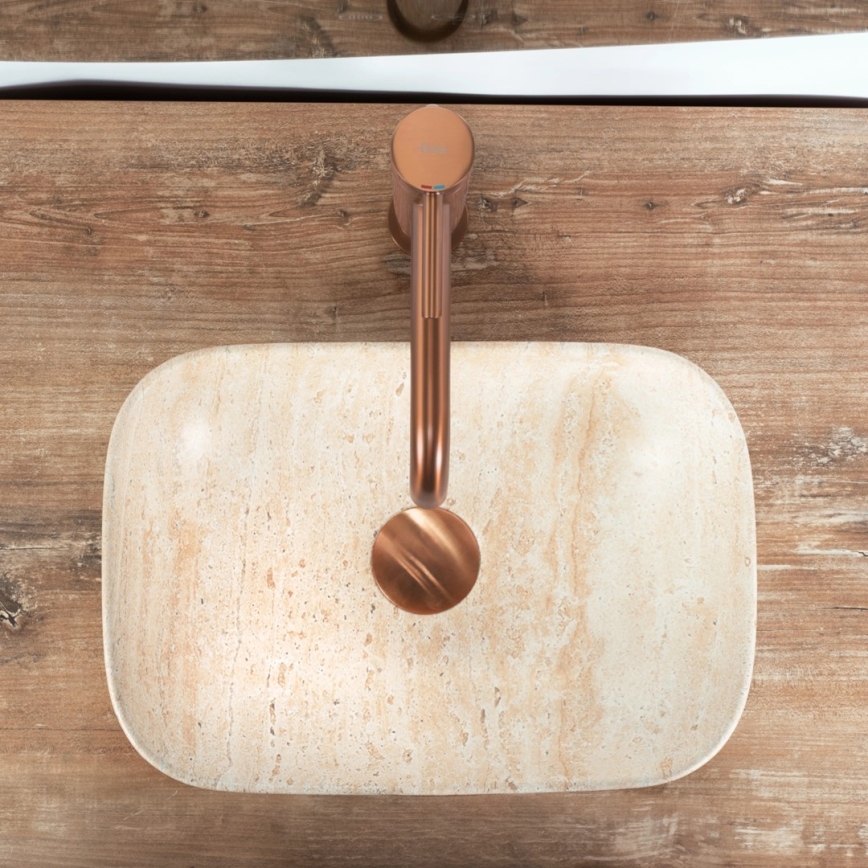 REA-U4700 - Aufsatzwaschbecken BELINDA 25x36 cm Keramik/beige/Steinoptik