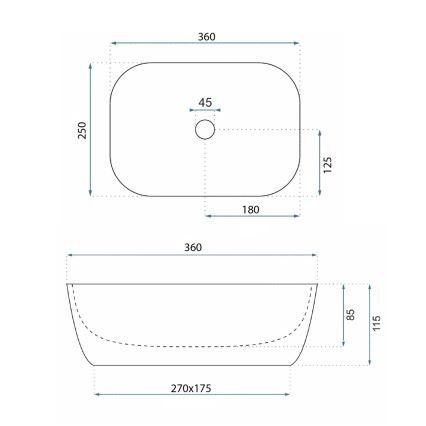 REA-U4700 - Aufsatzwaschbecken BELINDA 25x36 cm Keramik/beige/Steinoptik
