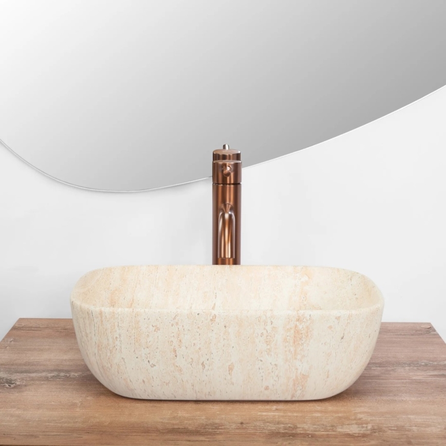 REA-U4700 - Lavabo à poser BELINDA MINI 25x36 cm céramique/beige/effet pierre