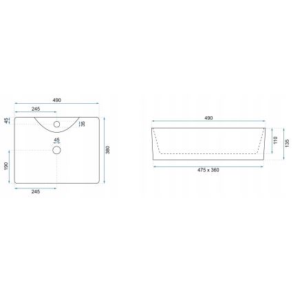 REA-U5052 - Aufsatzwaschbecken KELLY 38x49 cm Keramik/Weiß/Marmor-Dekor