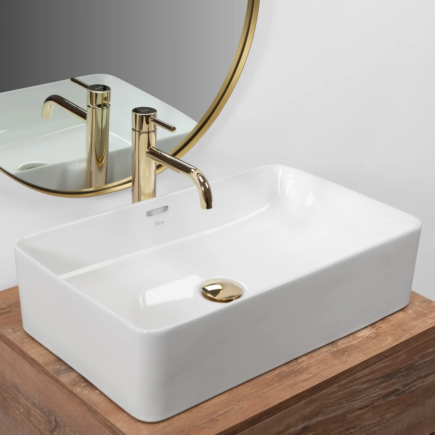 REA-U5055 - Aufsatzwaschbecken BERTA 35,5x56 cm Keramik/glänzend weiß