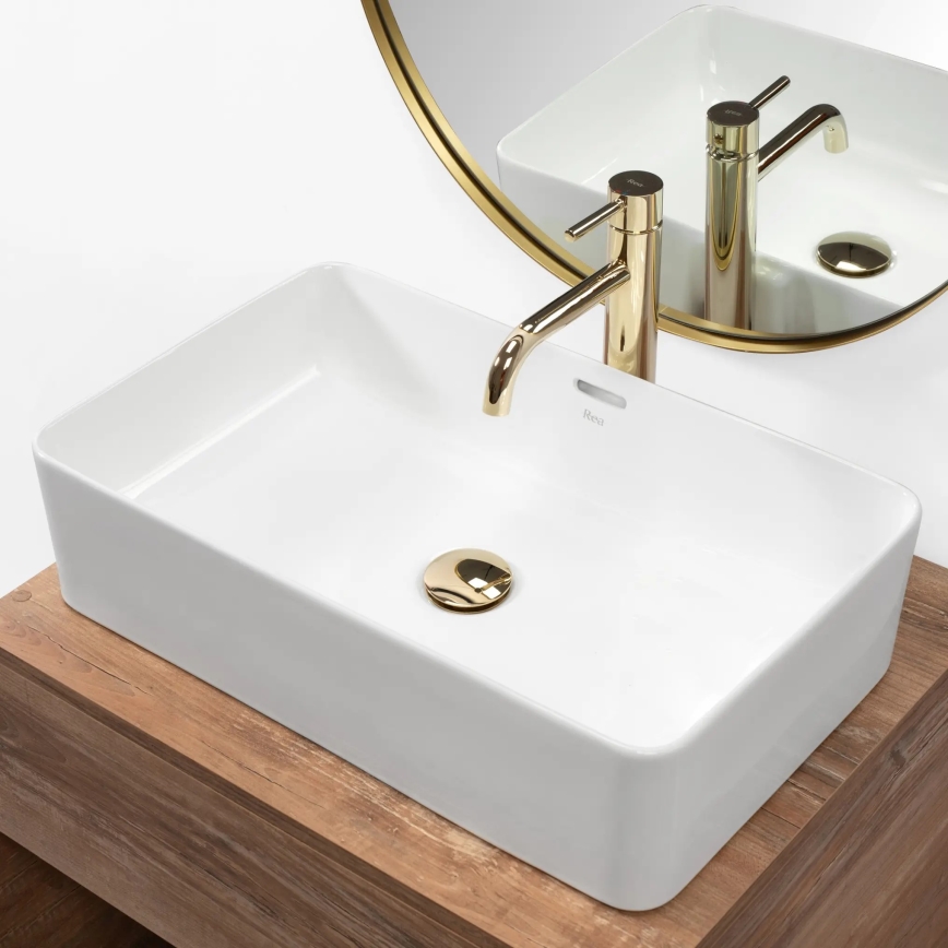 REA-U5055 - Aufsatzwaschbecken BERTA 35,5x56 cm Keramik/glänzend weiß