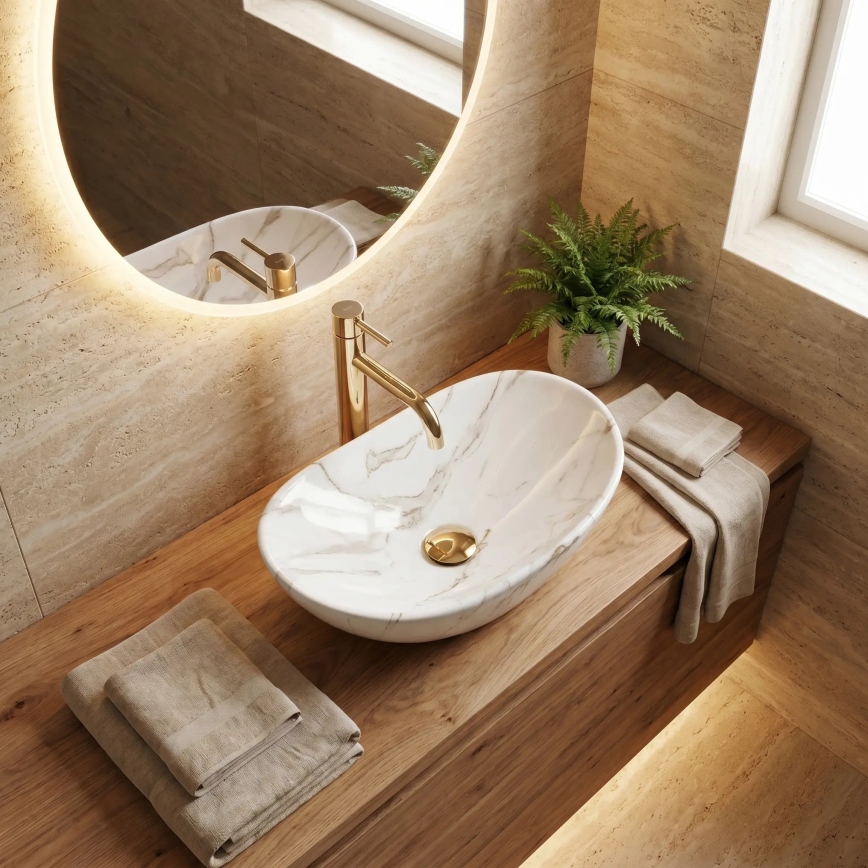 REA-U5063 - Lavabo da appoggio ROYAL MINI 30x47 cm ceramica/bianco/effetto pietra