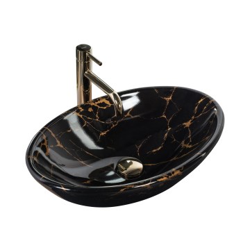 REA-U5067 - Aufsatzwaschbecken PAMELA 33x53 cm Keramik/schwarz/Steinoptik