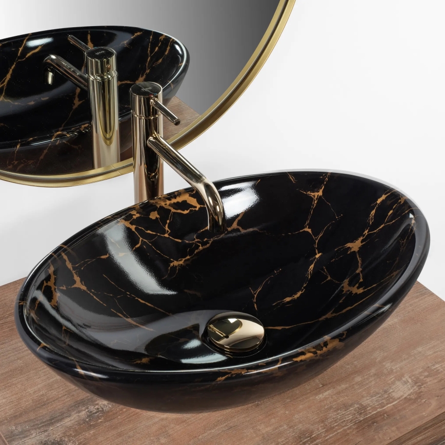 REA-U5067 - Aufsatzwaschbecken PAMELA 33x53 cm Keramik/schwarz/Steinoptik