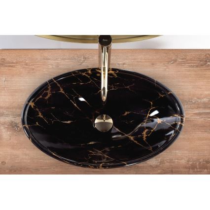 REA-U5067 - Aufsatzwaschbecken PAMELA 33x53 cm Keramik/schwarz/Steinoptik