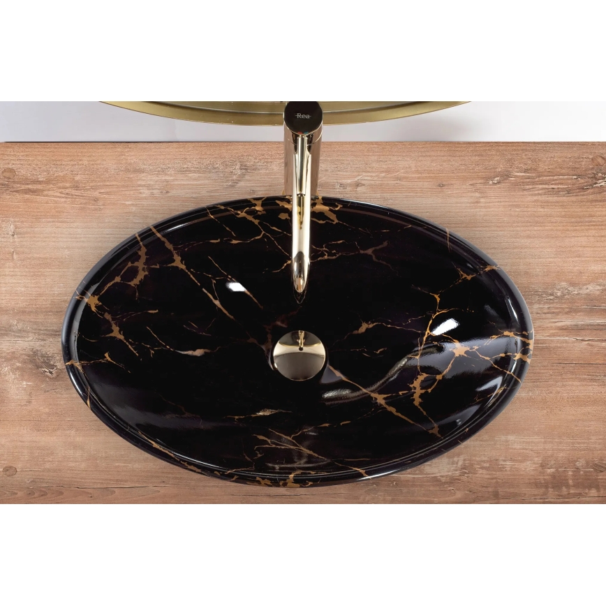 REA-U5067 - Aufsatzwaschbecken PAMELA 33x53 cm Keramik/schwarz/Steinoptik