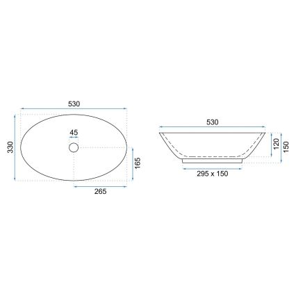 REA-U5067 - Lavabo da appoggio PAMELA 33x53 cm in ceramica, nero effetto pietra