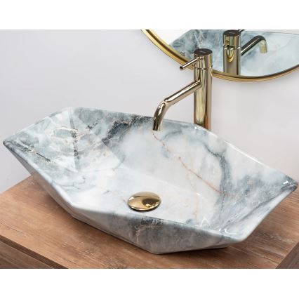 REA-U5602 - Lavabo da appoggio VEGAS 37x57 cm in ceramica/effetto pietra