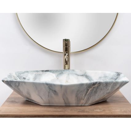 REA-U5602 - Lavabo da appoggio VEGAS 37x57 cm in ceramica/effetto pietra