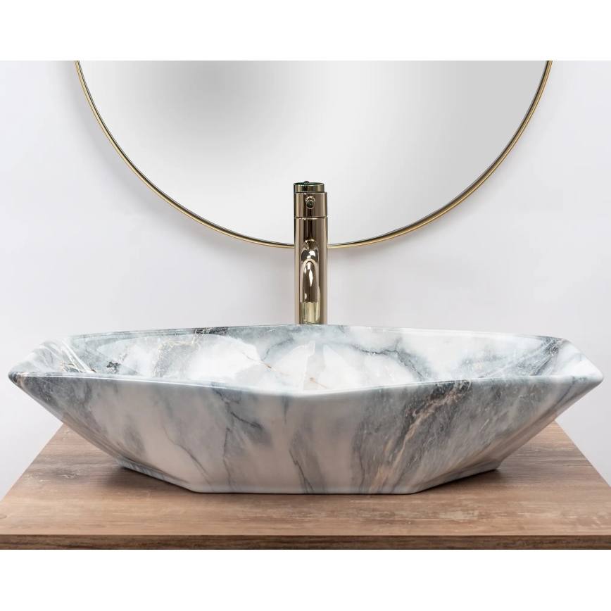 REA-U5602 - Lavabo da appoggio VEGAS 37x57 cm in ceramica/effetto pietra