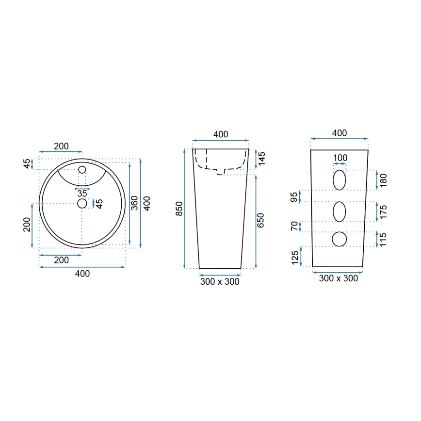 REA-U5635 - Lavabo autoportant BLANKA 85x40 cm céramique/blanc brillant